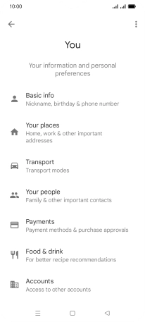 Press Basic info and follow the instructions on the screen to select phone owner settings.