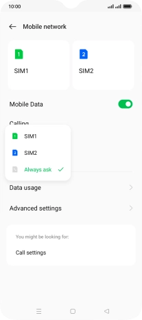 Press the required setting. Press the required setting.