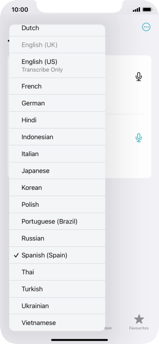 Press the required target language.