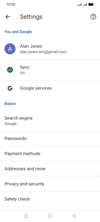 Press Privacy and security.