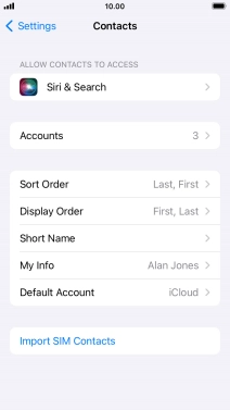 Press Import SIM Contacts.