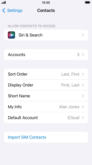 Press Import SIM Contacts.