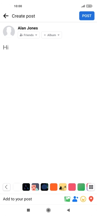 Write the required text and press POST.