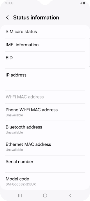 Your phone's EID number is displayed below EID.