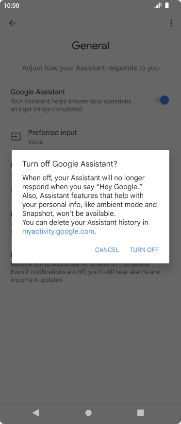 If you turn off the function, press TURN OFF.