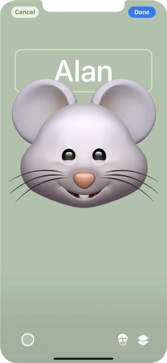 Press the name field and follow the instructions on the screen to select the required font and colour for your name on the Contact Poster. Press the name field and follow the instructions on the screen to select the required font and colour for your name on the Contact Poster.