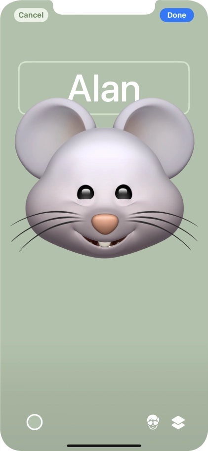 Press the name field and follow the instructions on the screen to select the required font and colour for your name on the Contact Poster. Press the name field and follow the instructions on the screen to select the required font and colour for your name on the Contact Poster.