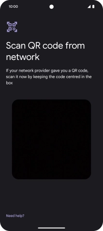 Place the QR code you've received inside the phone camera frame to scan the code. If you’ve deleted your eSIM, you can re-add it using your existing QR code. If you’re having problems, see our FAQ. Place the QR code you've received inside the phone camera frame to scan the code. If you’ve deleted your eSIM, you can re-add it using your existing QR code. If you’re having problems, see our FAQ.