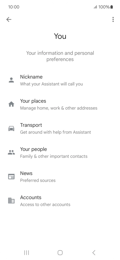 Press Nickname and follow the instructions on the screen to select phone owner settings.