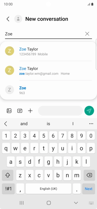 Press the required contact. Press the required contact.