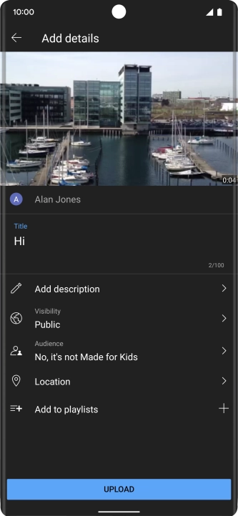 Key in the required text and press UPLOAD.