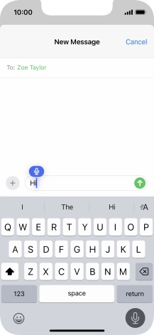 Press the microphone icon to end dictation.