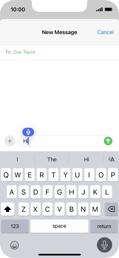 Press the microphone icon to end dictation.