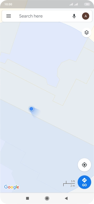 Press the search field and key in the required destination.