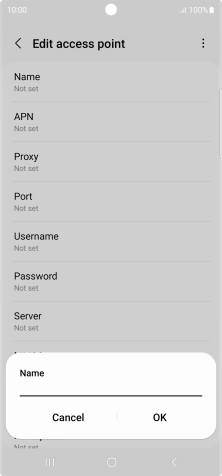 Key in Vodafone Internet and press OK.