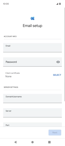 Press Password and key in the password for your email account.