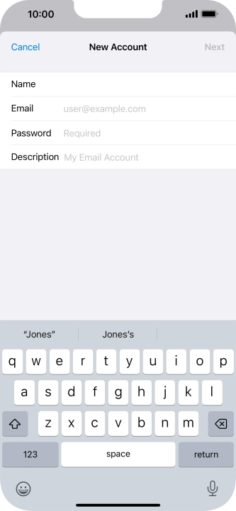 Press Email and key in your email address.