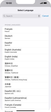 Press the required language.