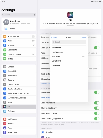 Press the required contact.