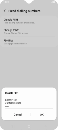Key in your PIN2 and press OK. The default PIN2 is 1111.