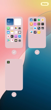 Press the field below the required home screen page to turn page view on or off.