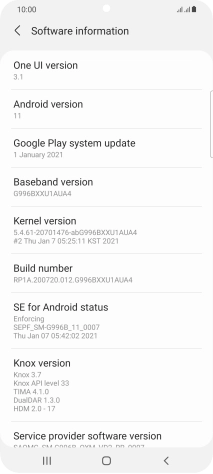 Your phone's software version is displayed below Android version. Your phone's software version is displayed below Android version.