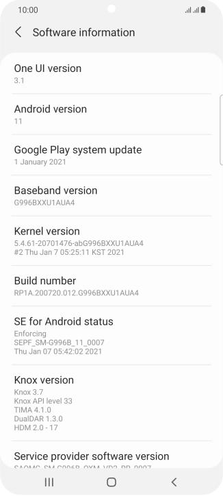 Your phone's software version is displayed below Android version. Your phone's software version is displayed below Android version.