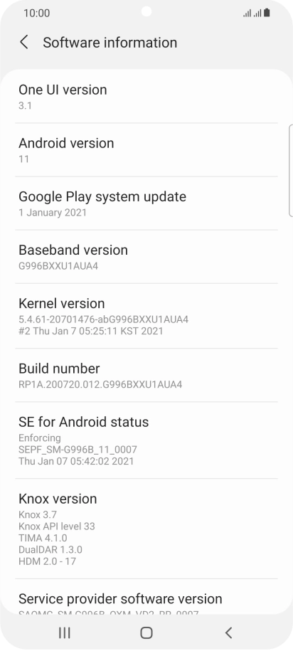 Your phone's software version is displayed below Android version. Your phone's software version is displayed below Android version.