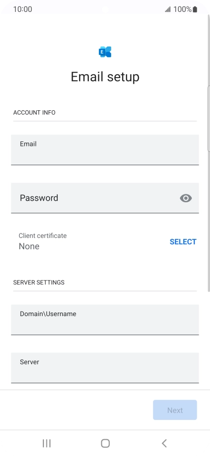 Press Password and key in the password for your email account.