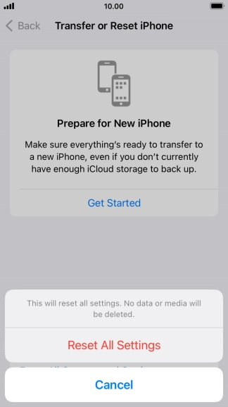 Press Reset All Settings.