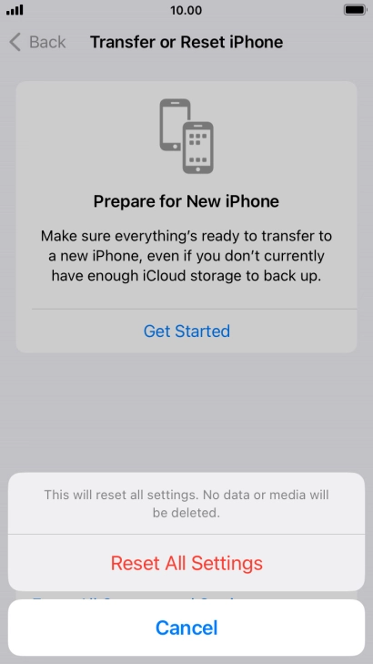 Press Reset All Settings.