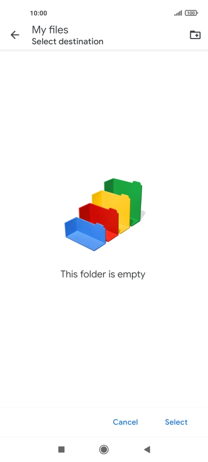 To create a new folder, press the new folder icon and follow the instructions on the screen to create a new folder.