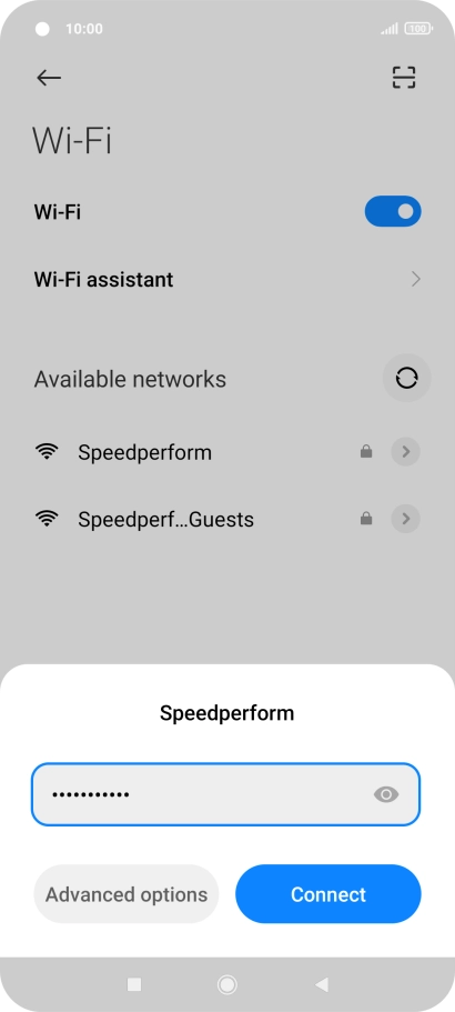 Key in the password for the Wi-Fi network and press Connect.