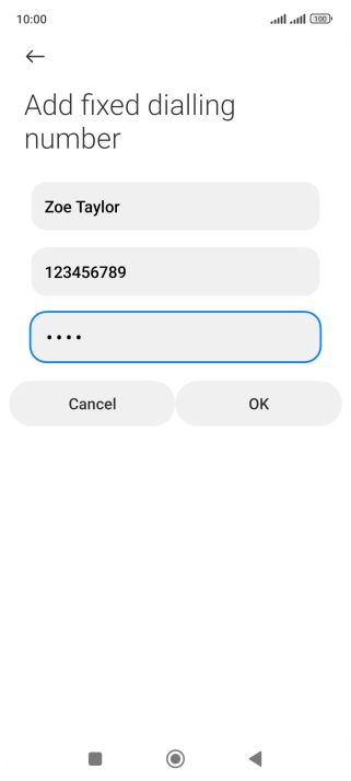 Key in your PIN2 and press OK. The default PIN2 is 1111.