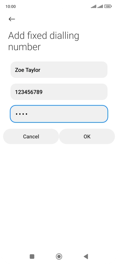 Key in your PIN2 and press OK. The default PIN2 is 1111.