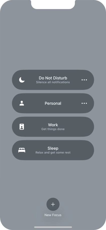Press the required focus mode to activate or deactivate it immediately.