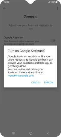 If you turn on the function, press TURN ON.