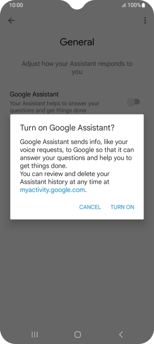 If you turn on the function, press TURN ON.
