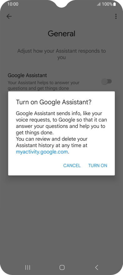 If you turn on the function, press TURN ON.
