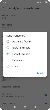 Press the required setting.