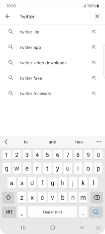 Key in Twitter and press the search icon. Key in Twitter and press the search icon.
