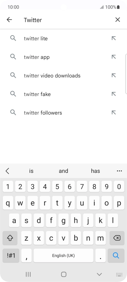Key in Twitter and press the search icon. Key in Twitter and press the search icon.
