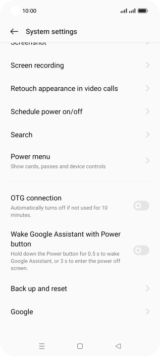 Press Back up and reset.