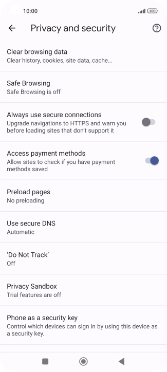 Press Clear browsing data.