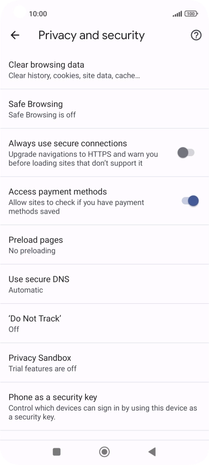 Press Clear browsing data.