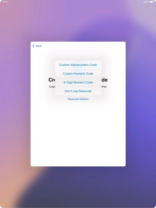 Follow the instructions on the screen to turn on use of lock code or press Don't Use Passcode. Follow the instructions on the screen to turn on use of lock code or press Don't Use Passcode.