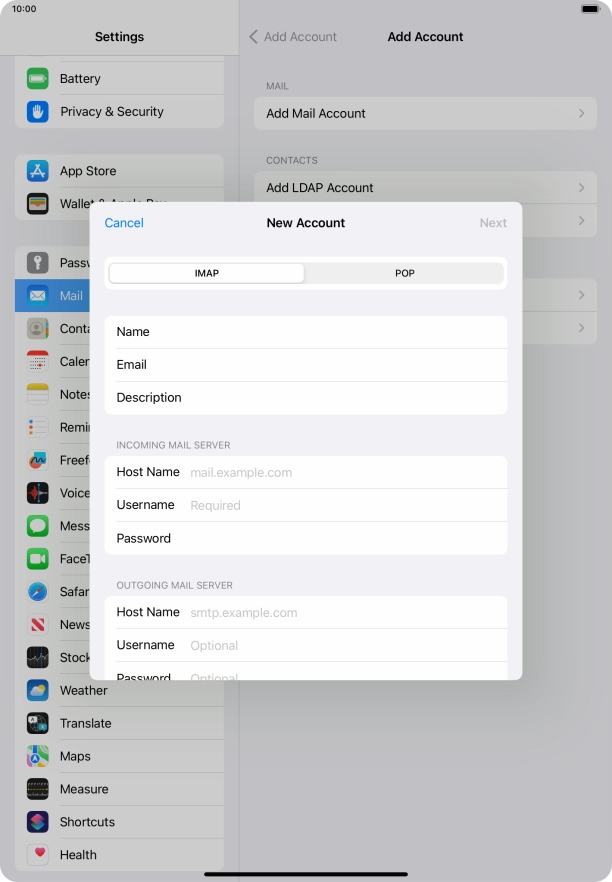 Press IMAP. Press IMAP.