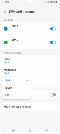 Press the required setting.