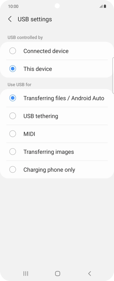 Press Transferring files / Android Auto.