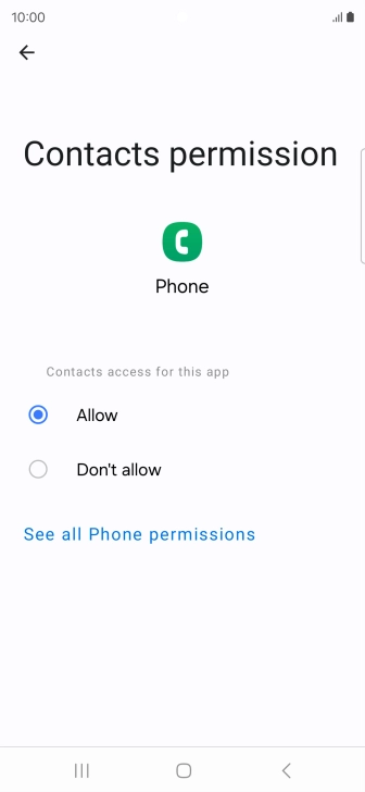 Press the required setting.